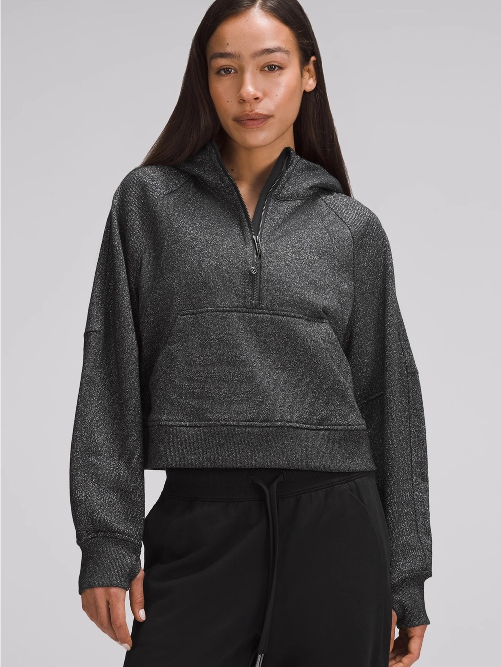 Lululemon Scuba Oversized Half-Zip Hoodie Speckled Black Gray Sz XS/S